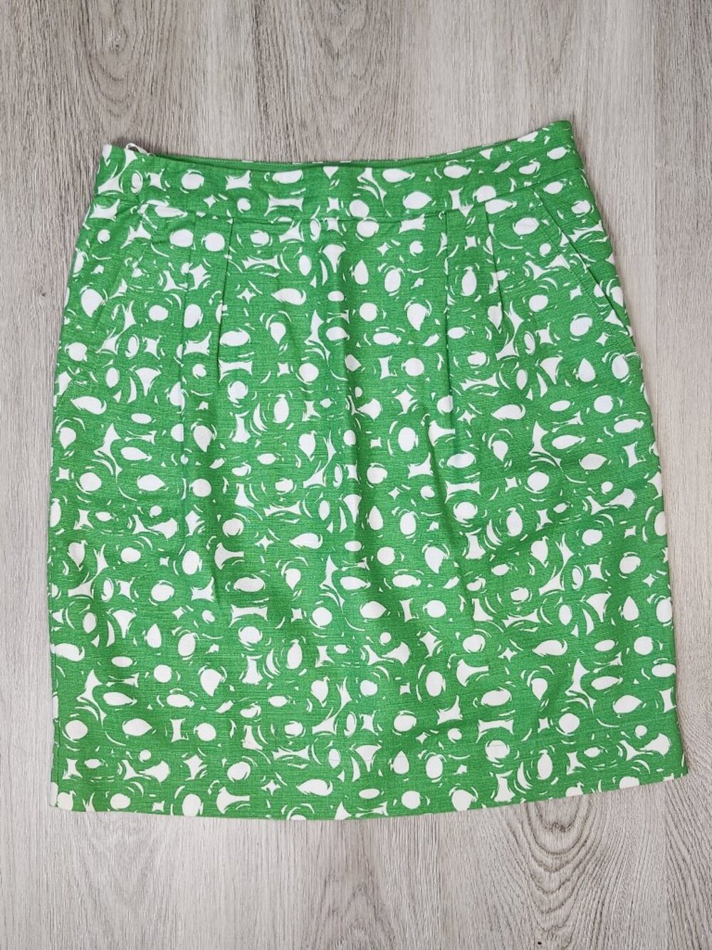 Boden Linen Skirt size 8 Green White Office